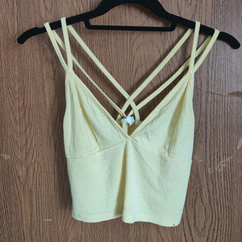 Yellow cropped tank top